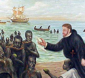 São Pedro Claver - Evangelizando escravos africanos por décadas nos mercados escravistas da Am. do Sul.